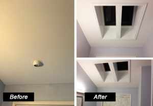 before after bathroom skylight