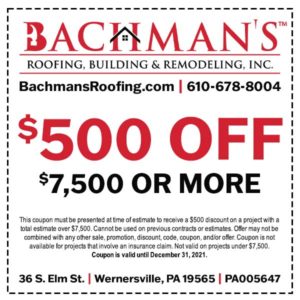 Bachman's Roofing $500 off coupon